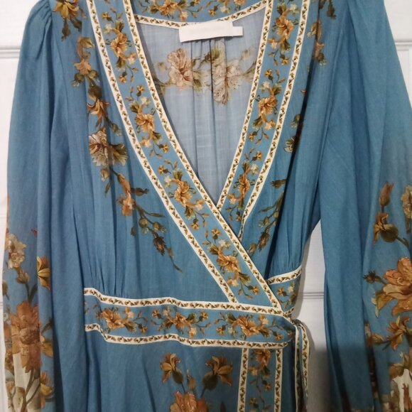 Zimmerman chintz wrap midi dress blue size 2 - Picture 7 of 7